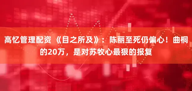 高忆管理配资 《目之所及》：陈丽至死仍偏心！曲桐的20万，是对苏牧心最狠的报复